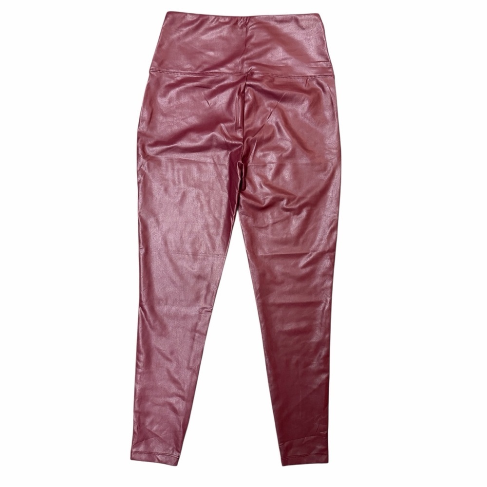 NWT Zenana Burgundy Maroon High Rise Full Length Faux Leather Leggings L - Picture 6 of 10
